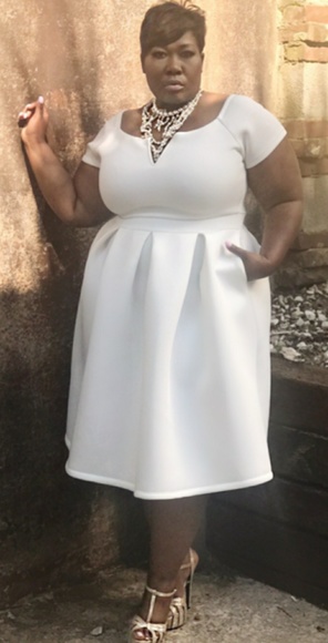 plus white skater dress